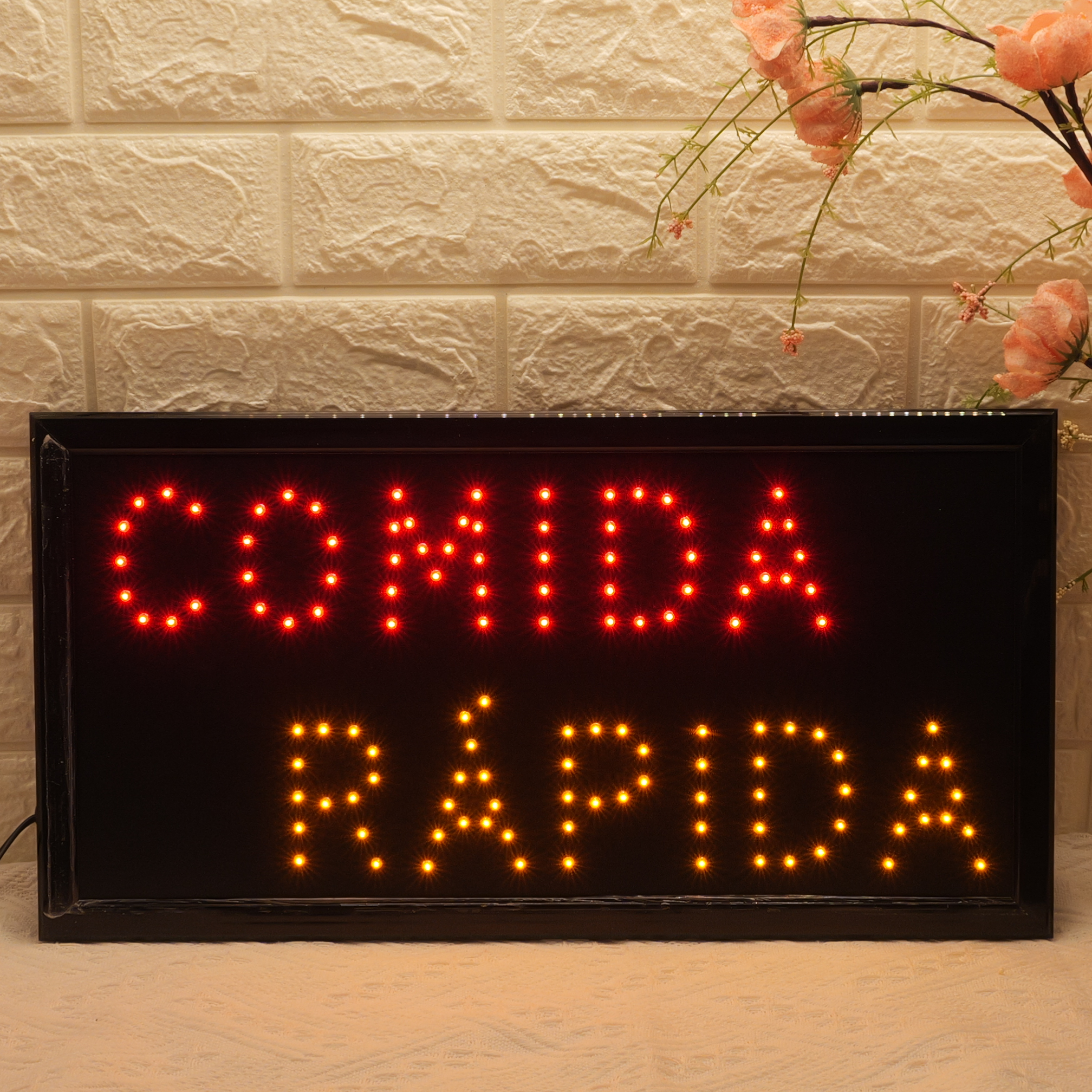 48x25cm Letrero LED "COMIDA RÁPIDA" - Señalización de comida rápida
