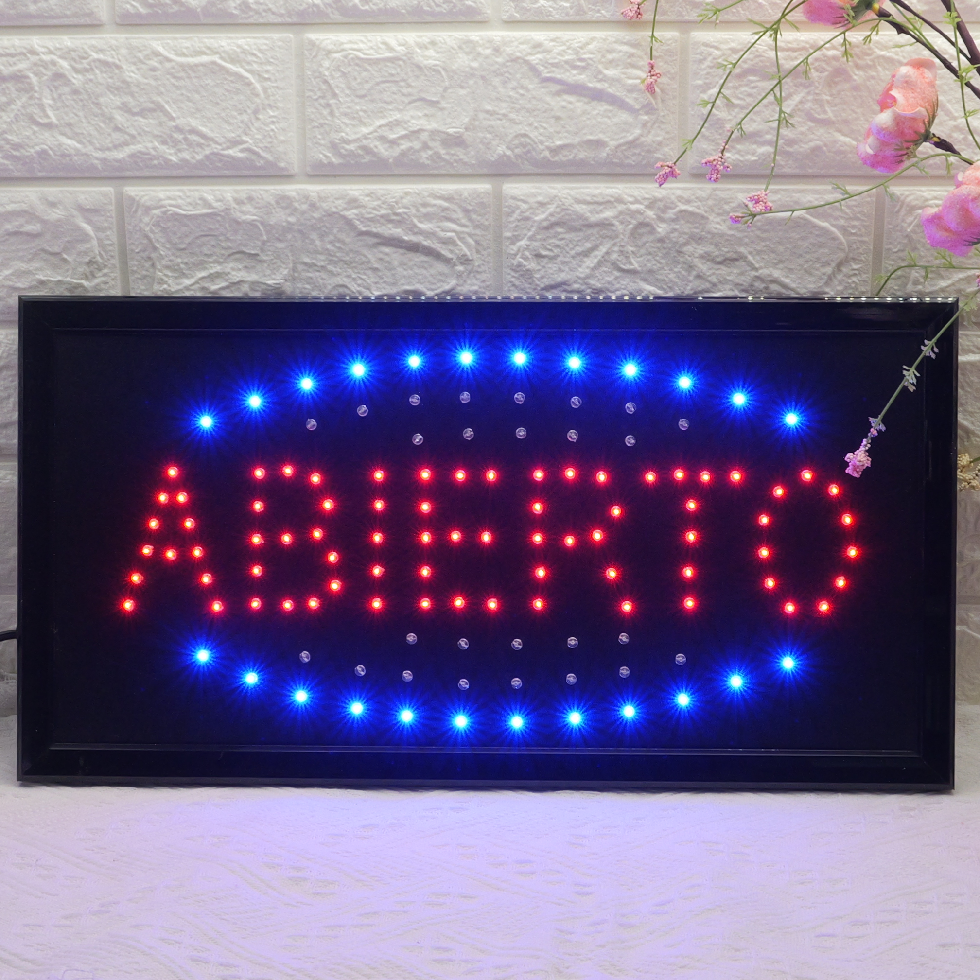 48x25cm Multicolor LED ABIERTO BIENVENIDO Sign, High Brightness Flashing LED Business Sign for Storefront, Shop, Bar & Restaurant | Eye-catching Spanish Open Welcome Sign