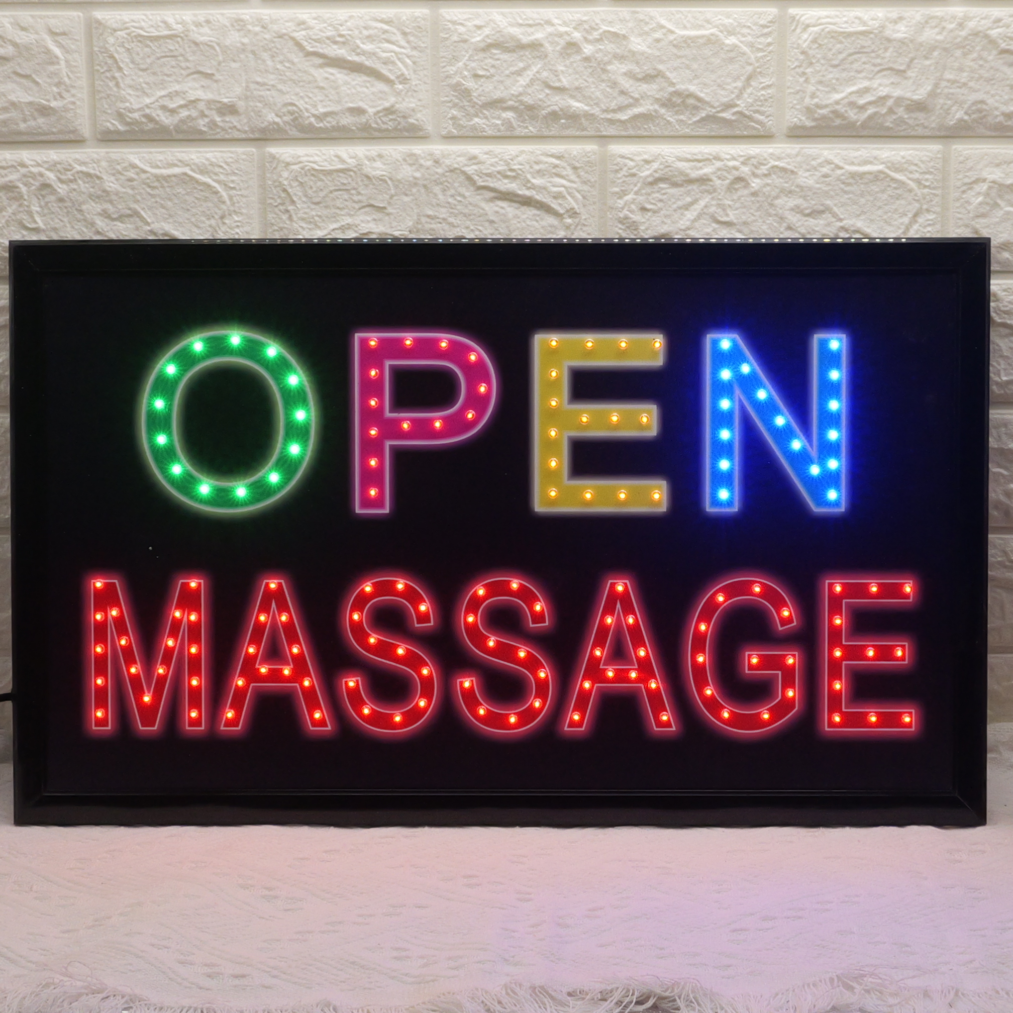 55x33cm LED Sign "OPEN MASSAGE" - Massage Parlor Open Illuminated Display