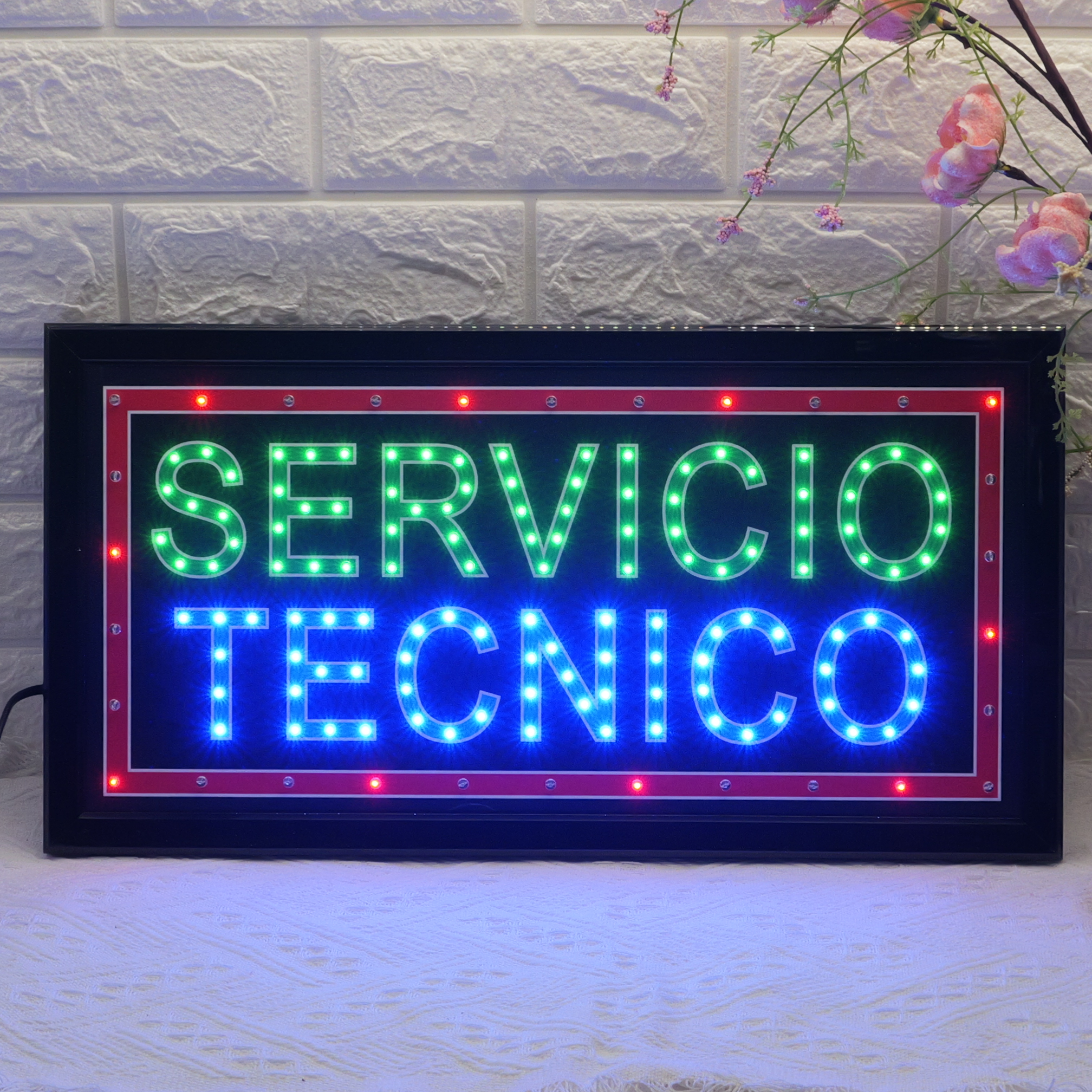 48x25cm LED Sign "SERVICIO TECNICO" - Spanish Technical Service Illuminated Display