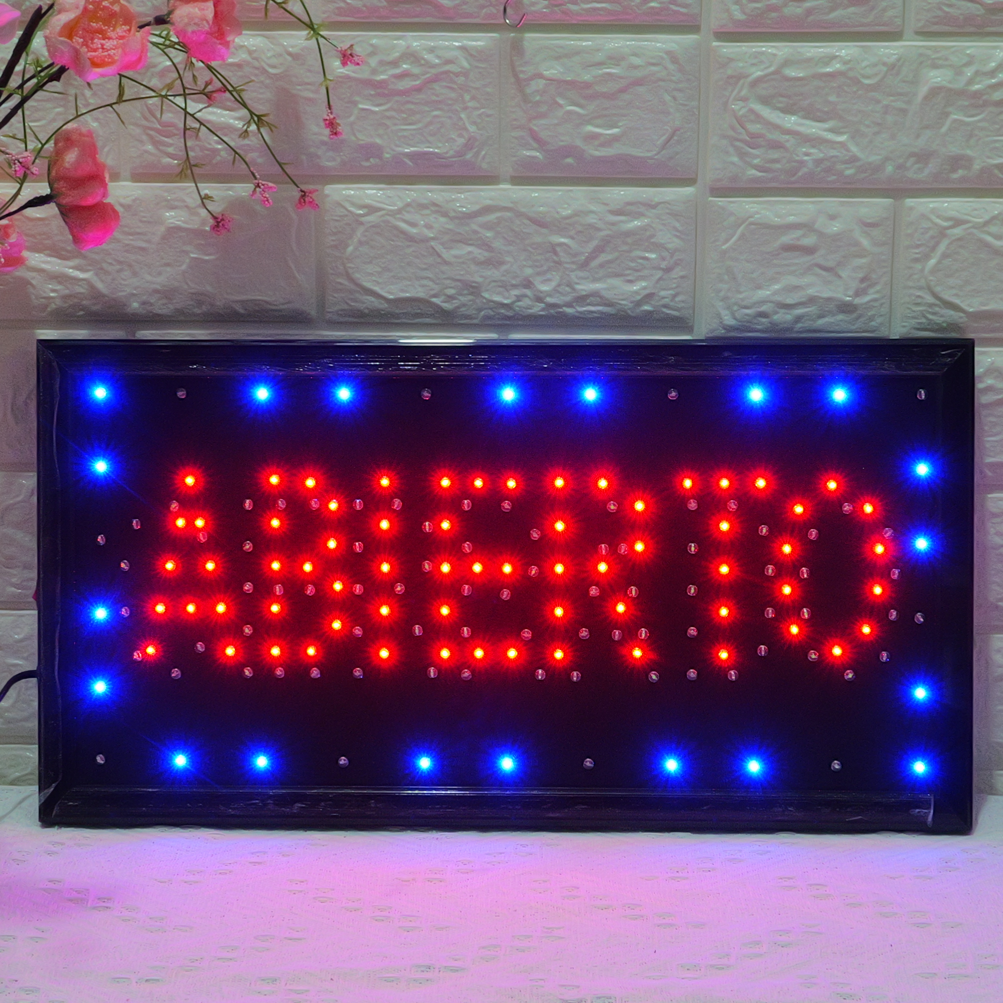 48x25cm Multicolor LED ABIERTO CERRADO Sign, High Brightness Flashing LED Business Sign for Storefront, Shop, Bar & Restaurant | Eye-catching Spanish Open Closed Sign