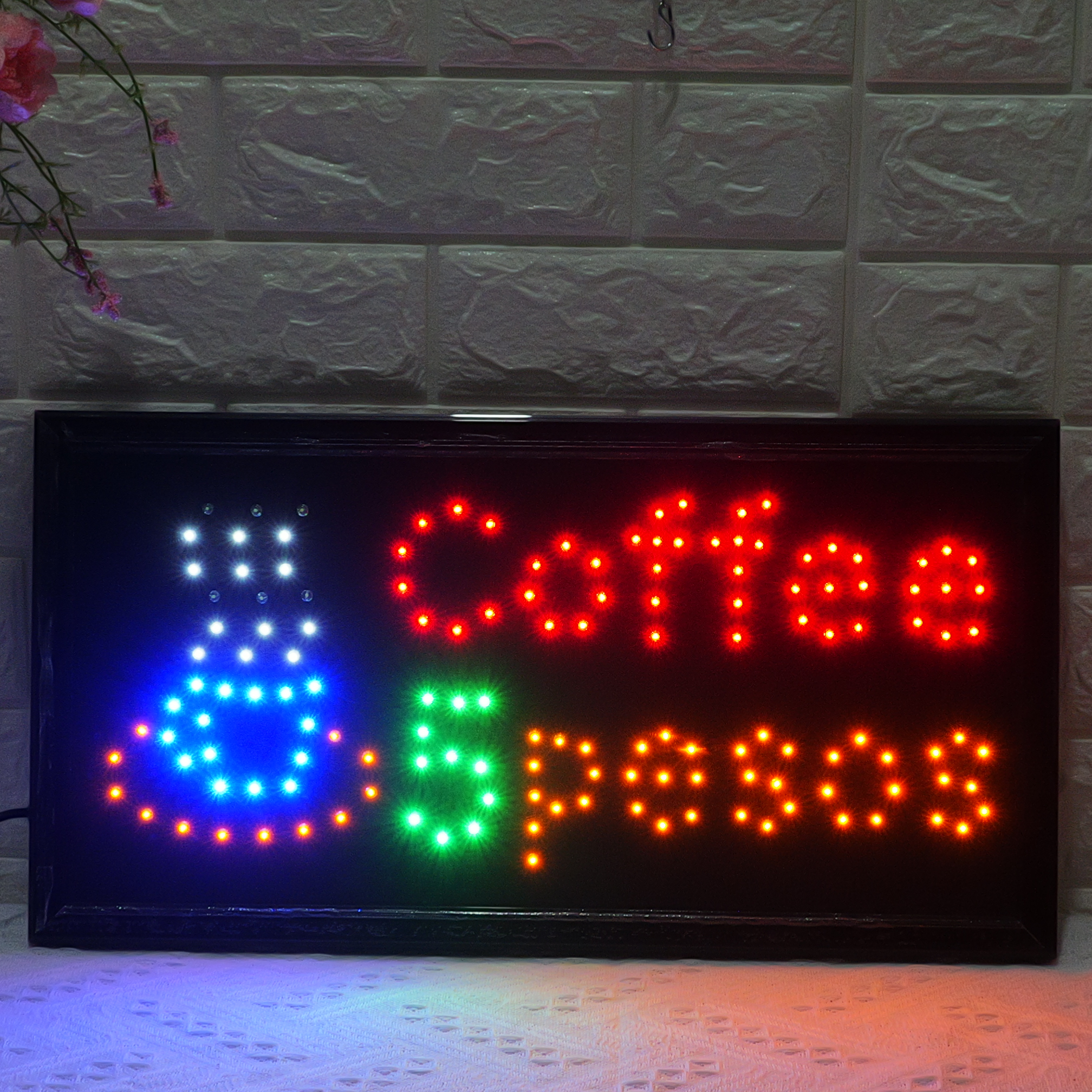 48x25cm LED Coffee Sign , High Brightness Red & Blue Flashing LED Business Coffee Sign for Storefront, Shop, Coffee
