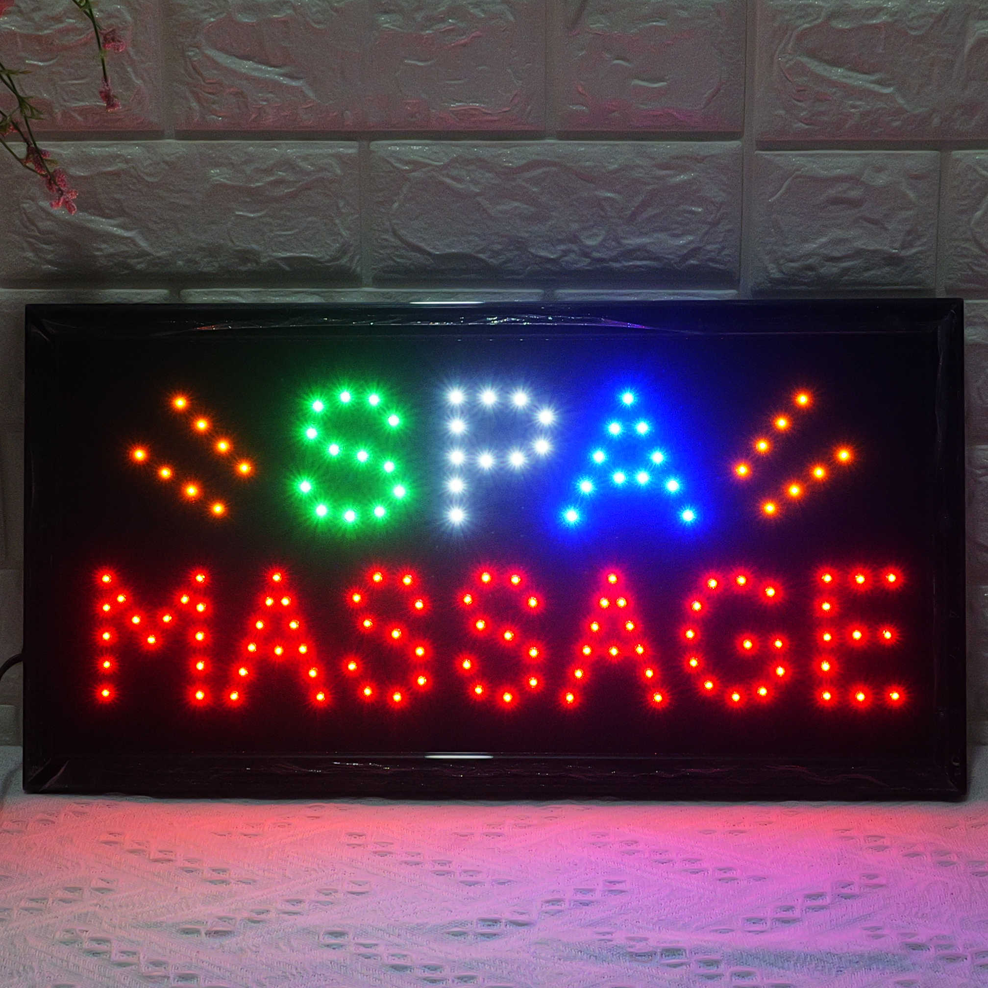 48x25cm LED Sign "SPA MASSAGE" - Spa & Massage Parlor Illuminated Display