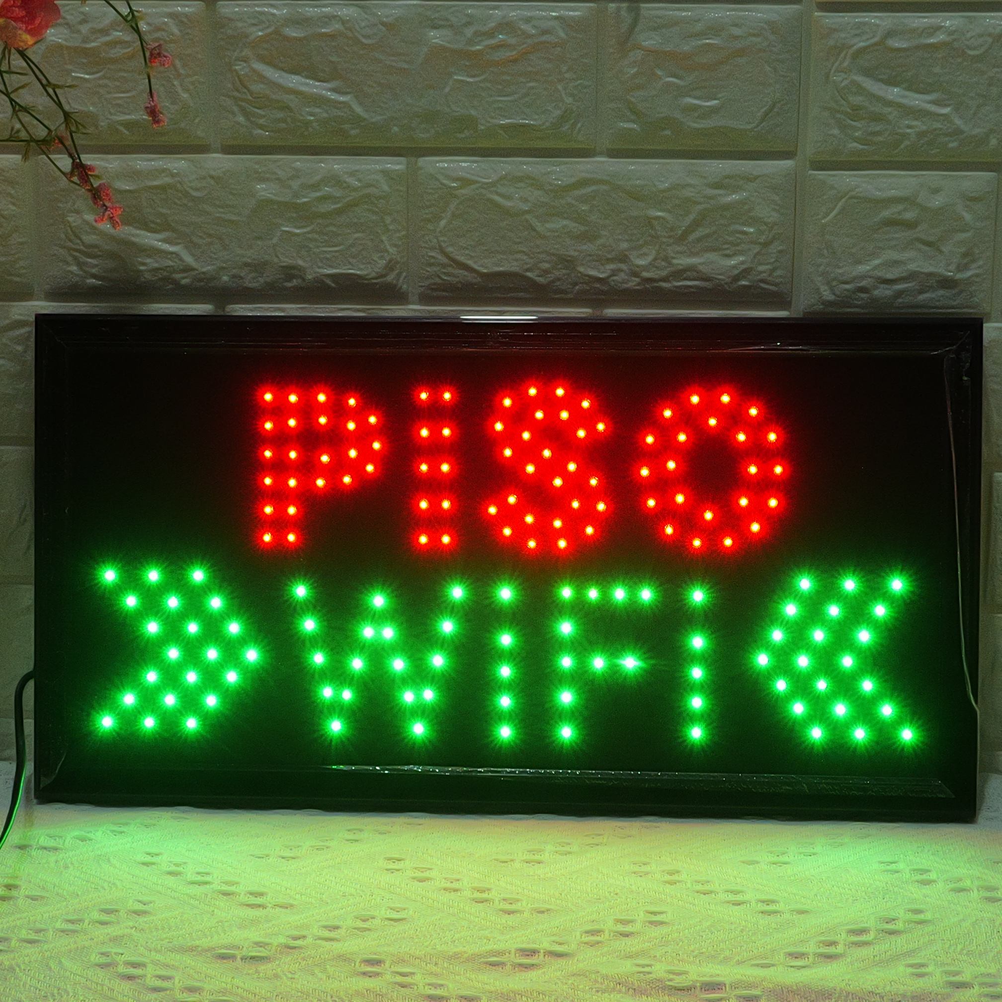 48x25cm LED Sign "PISO WIFI" - Filipino Piso WiFi & Internet Service Illuminated Display