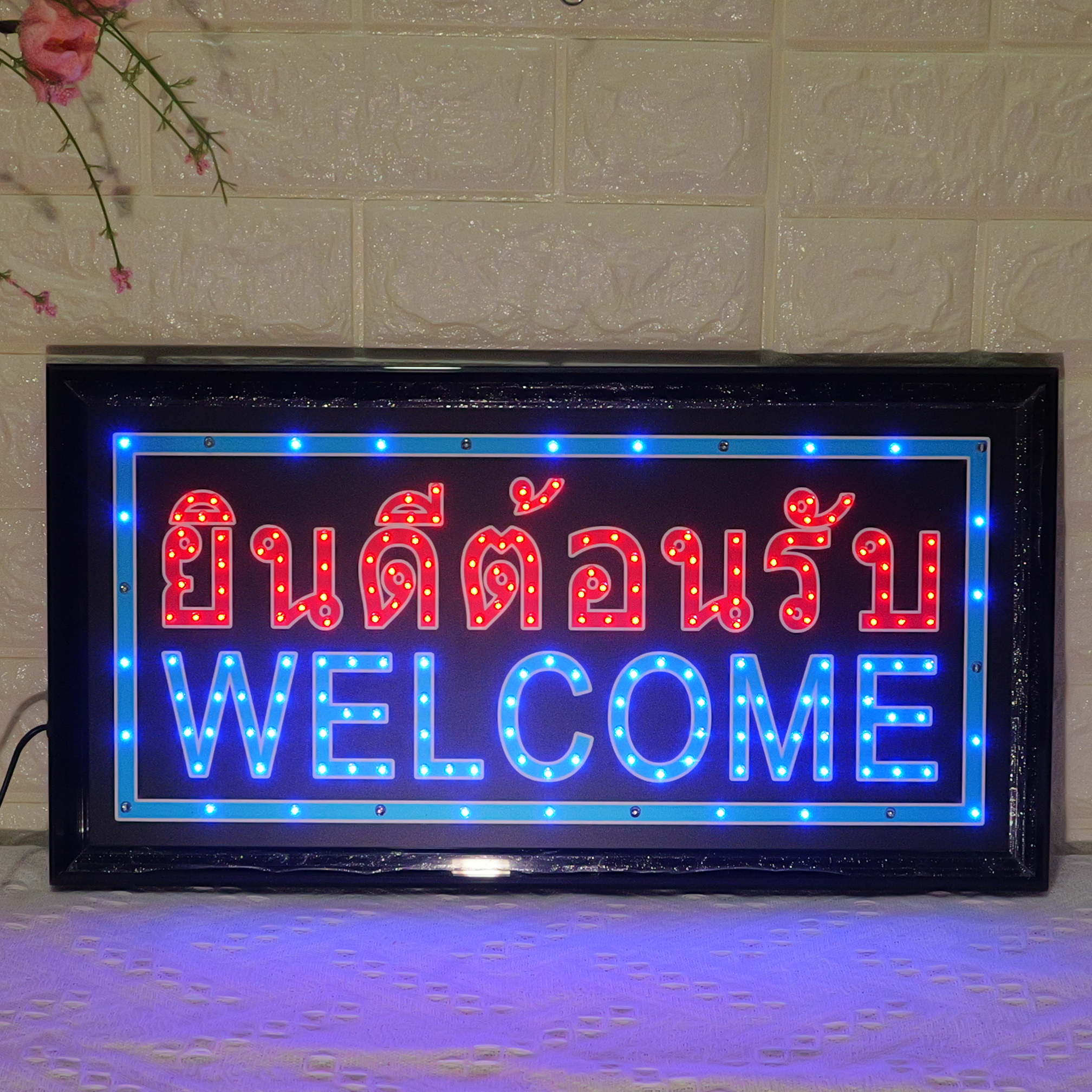 48x25cm LED Sign "ยินดีต้อนรับ WELCOME" - Thai Bilingual Welcome Storefront Display