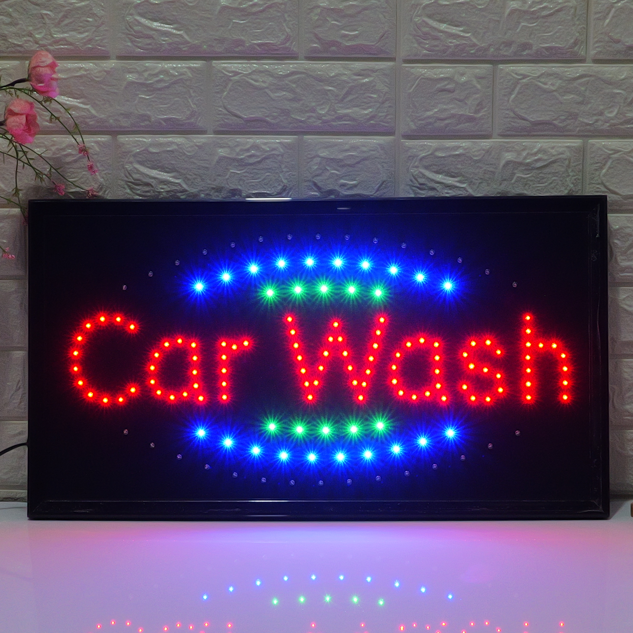 55x33cm LED Sign "Car Wash" - Car Wash Business Illuminated Display