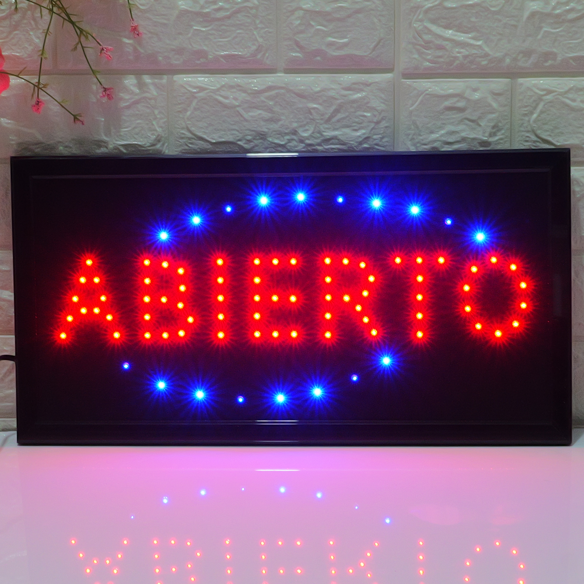 48x25cm Multicolor LED ABIERTO BIENVENIDO Sign, High Brightness Flashing LED Business Sign for Storefront, Shop, Bar & Restaurant | Eye-catching Spanish Open Welcome Sign