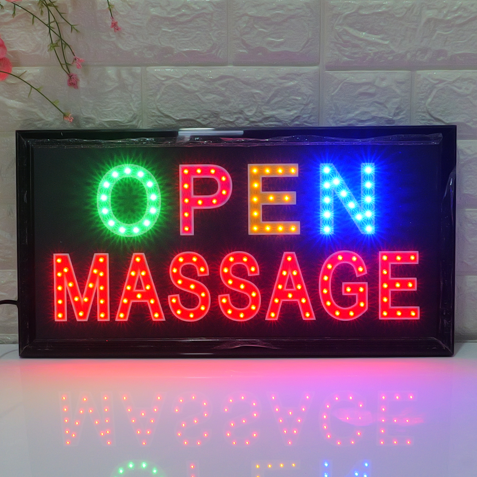 48x25cm LED Sign "OPEN MASSAGE" - Massage Parlor Open Illuminated Display