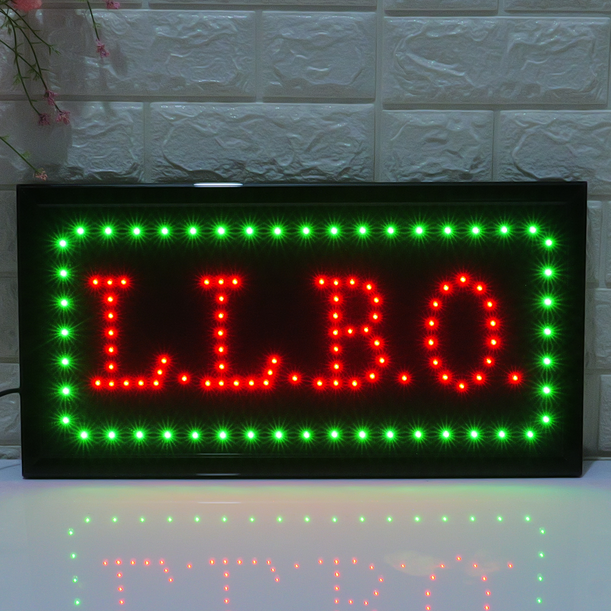 48x25cm LED LLBO Sign , High Brightness Red & Blue Flashing LED Business LLBO Sign for Storefront, Shop, Bar