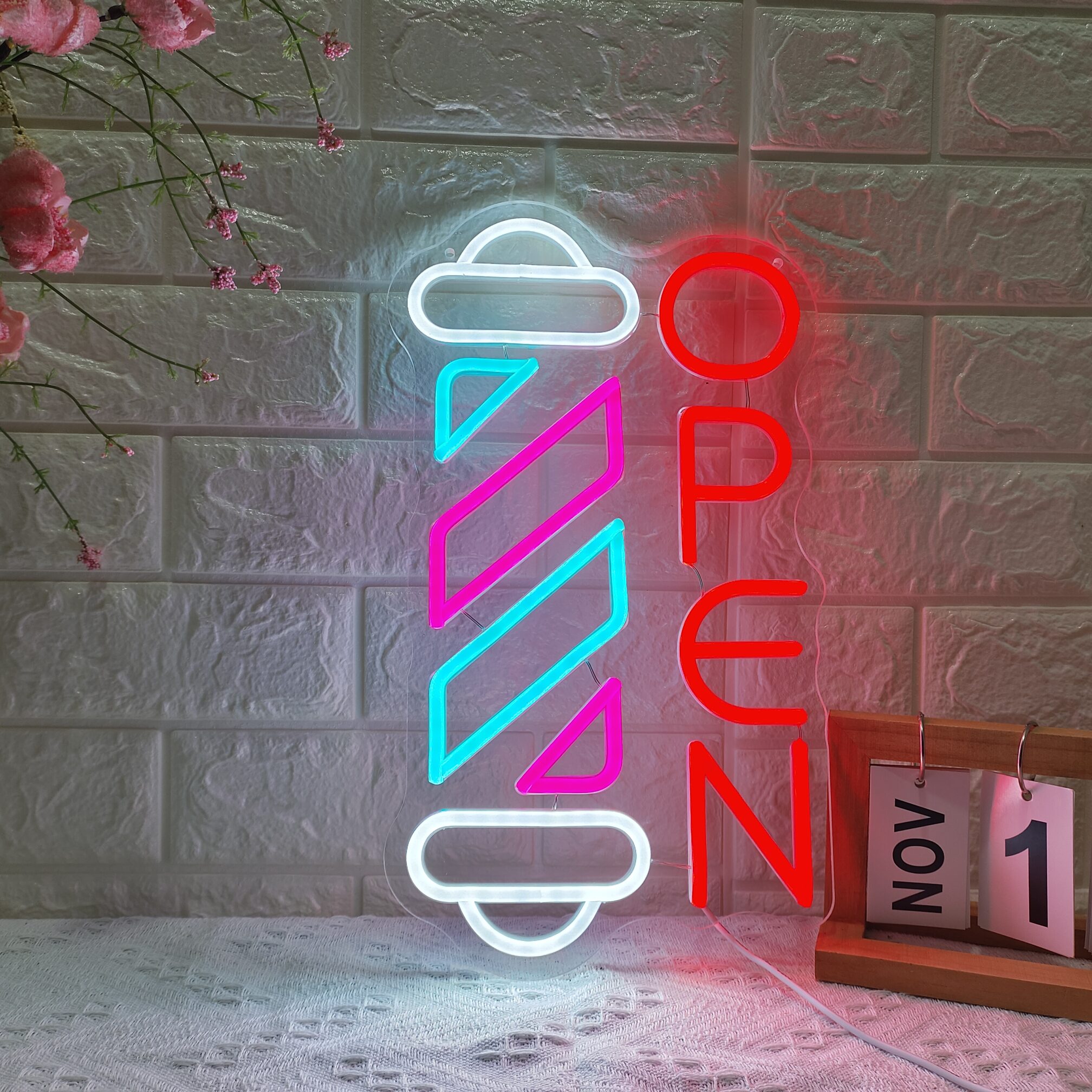 38x22cm LED Barber OPEN Neon Sign